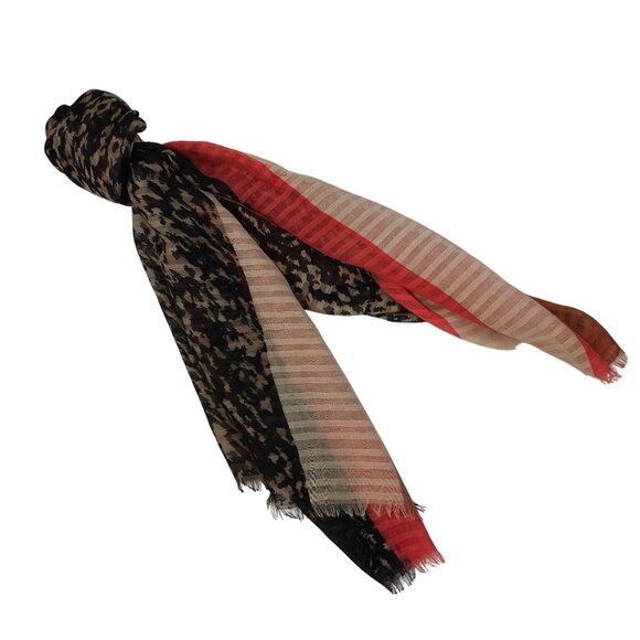 Womens Multicolor Raw Edge Sheer Scarf OS Very Large Shawl Cover Cape Thin - Picture 11 of 16